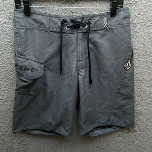 Volcom Men's 29 Gray Board Shorts Swimwear 100% Polyester 30" 10.5" 10.25"